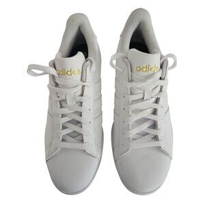Adidas Womens Size 10 Grand Court 2.0 Shoes White Gold GW9213 Sneakers
